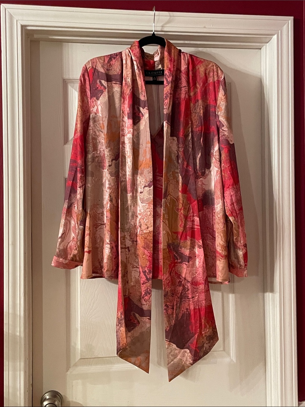 Eloquii Coral Pink Floral Print Blouse